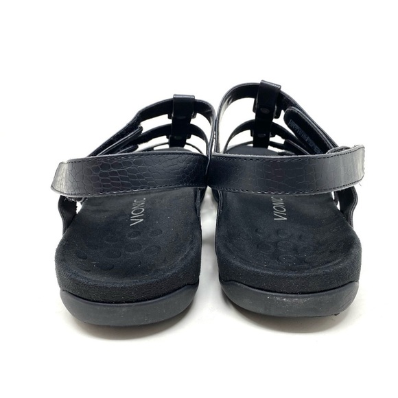 Vionic Amber Black Crocodile - Women\'s Adjustable Slide Sandal - Orthaheel